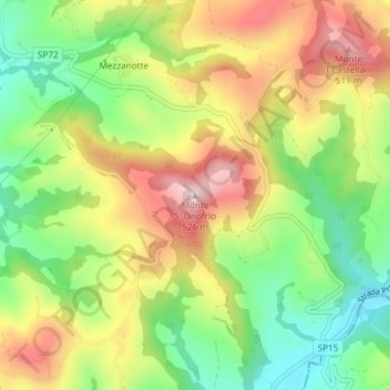 Monte S. Onofrioの地形図、標高、地勢