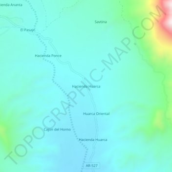 Hacienda Huarcaの地形図、標高、地勢