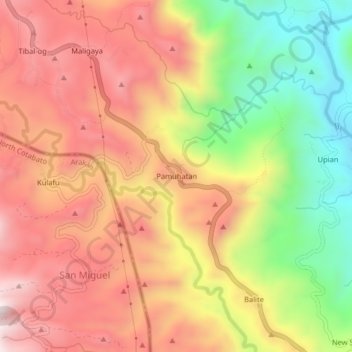 Pamuhatanの地形図、標高、地勢