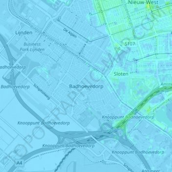 Badhoevedorpの地形図、標高、地勢