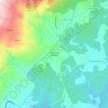 Paranho de Besteirosの地形図、標高、地勢