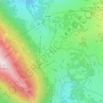 Passo San Leonardoの地形図、標高、地勢