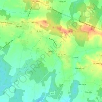 Lassaleの地形図、標高、地勢