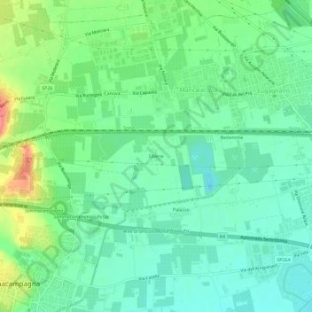 Siberieの地形図、標高、地勢