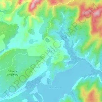 Taharoaの地形図、標高、地勢