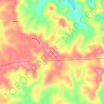 Roachの地形図、標高、地勢