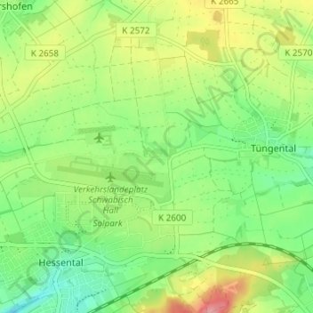 Altenhausenの地形図、標高、地勢
