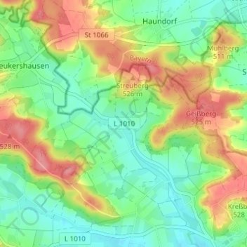 Bergertshofenの地形図、標高、地勢