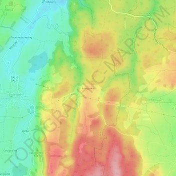Königsriedの地形図、標高、地勢