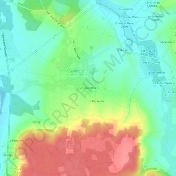 La Relianderieの地形図、標高、地勢