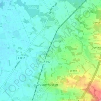 Nellinghofの地形図、標高、地勢
