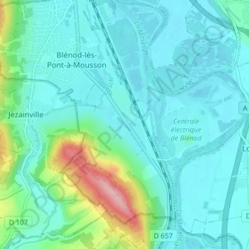 l'Avrimaの地形図、標高、地勢