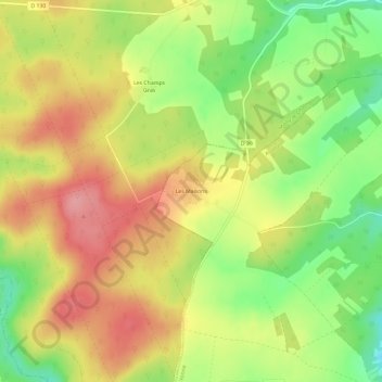 Les Maisonsの地形図、標高、地勢