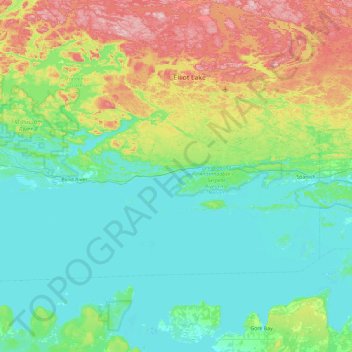 The Three Sistersの地形図、標高、地勢