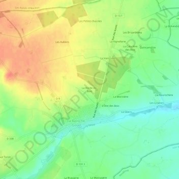 La Borde des Boisの地形図、標高、地勢