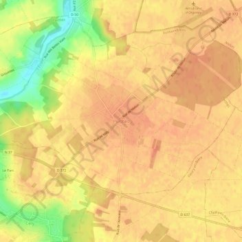 Perthesの地形図、標高、地勢