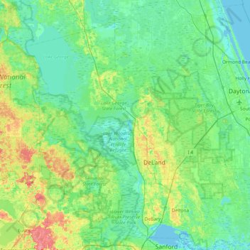 Jones Islandの地形図、標高、地勢