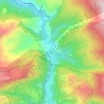 Agüeraの地形図、標高、地勢