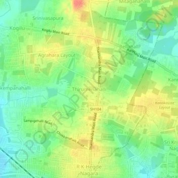Thirumenahalliの地形図、標高、地勢