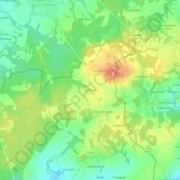 Lannouéeの地形図、標高、地勢