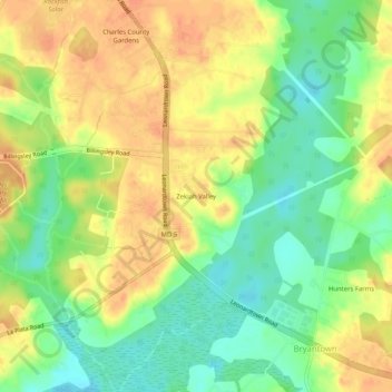 Zekiah Valleyの地形図、標高、地勢