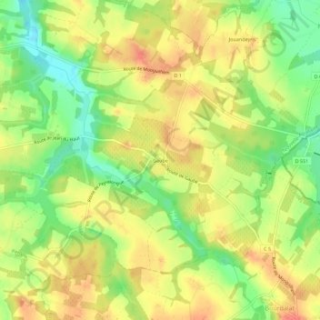 Gaubeの地形図、標高、地勢