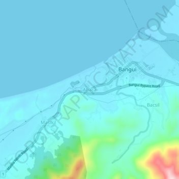 Abacaの地形図、標高、地勢