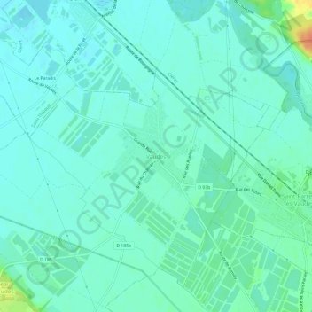 Vaudesの地形図、標高、地勢