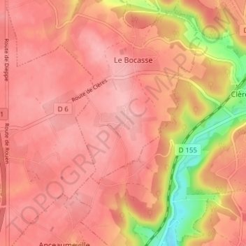 Bosc la Merの地形図、標高、地勢