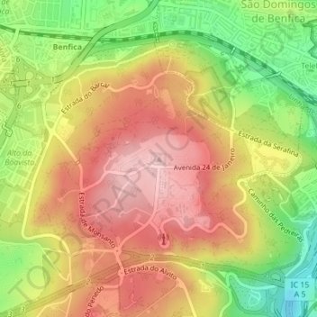 Monsantoの地形図、標高、地勢