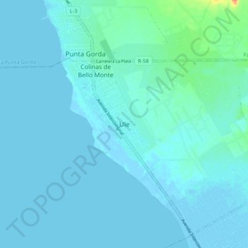 Uleの地形図、標高、地勢