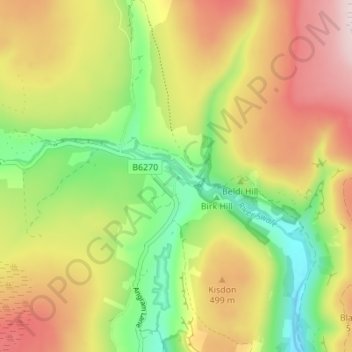 Keldの地形図、標高、地勢