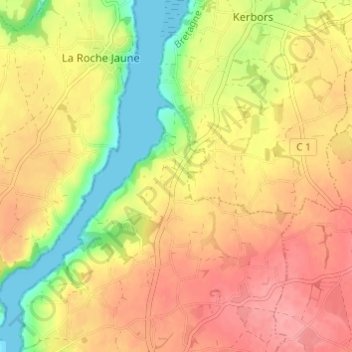 Le Brésilの地形図、標高、地勢