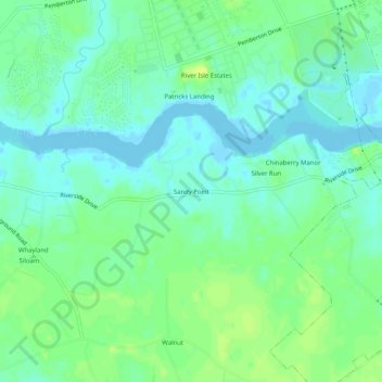 Sandy Pointの地形図、標高、地勢
