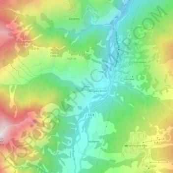 Fenilsの地形図、標高、地勢