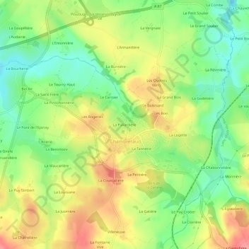 La Pallardièreの地形図、標高、地勢