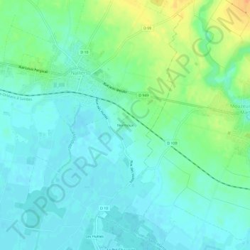 Nermouxの地形図、標高、地勢