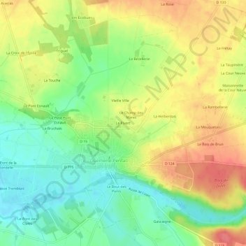 Le Pivertの地形図、標高、地勢