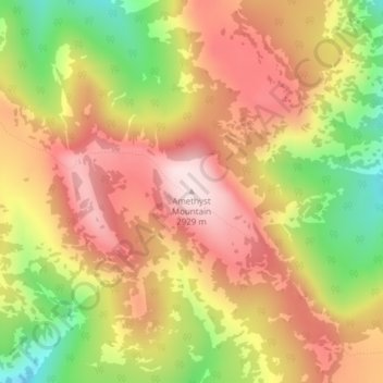 Amethyst Mountainの地形図、標高、地勢