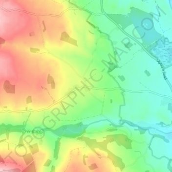 Fearby Crossの地形図、標高、地勢