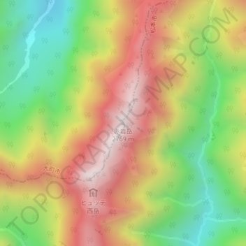 赤岩岳の地形図、標高、地勢