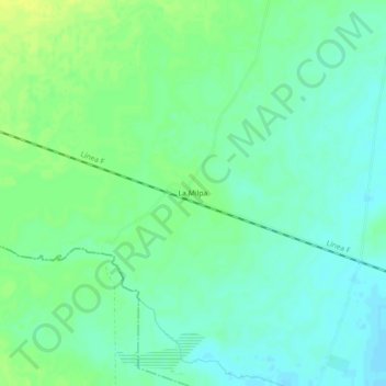 La Milpaの地形図、標高、地勢
