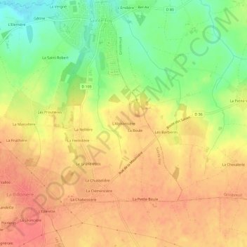 L'Alphonsièreの地形図、標高、地勢