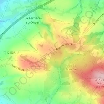 La Routeの地形図、標高、地勢