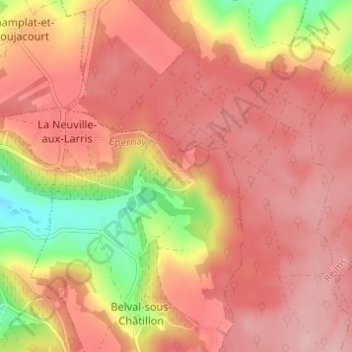 Paradisの地形図、標高、地勢
