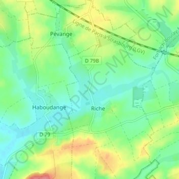 Metzingの地形図、標高、地勢