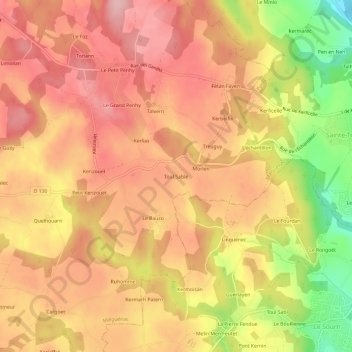 Toul Sableの地形図、標高、地勢
