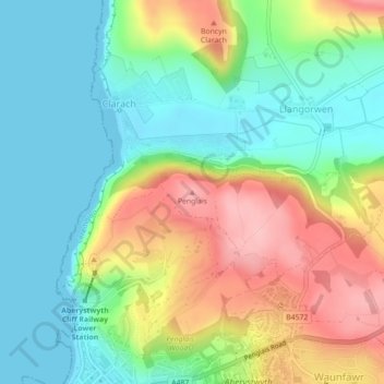 Penglaisの地形図、標高、地勢