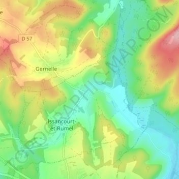 Rumelの地形図、標高、地勢