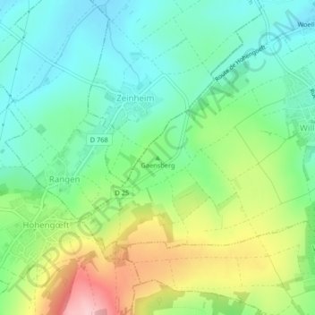 Gaensbergの地形図、標高、地勢